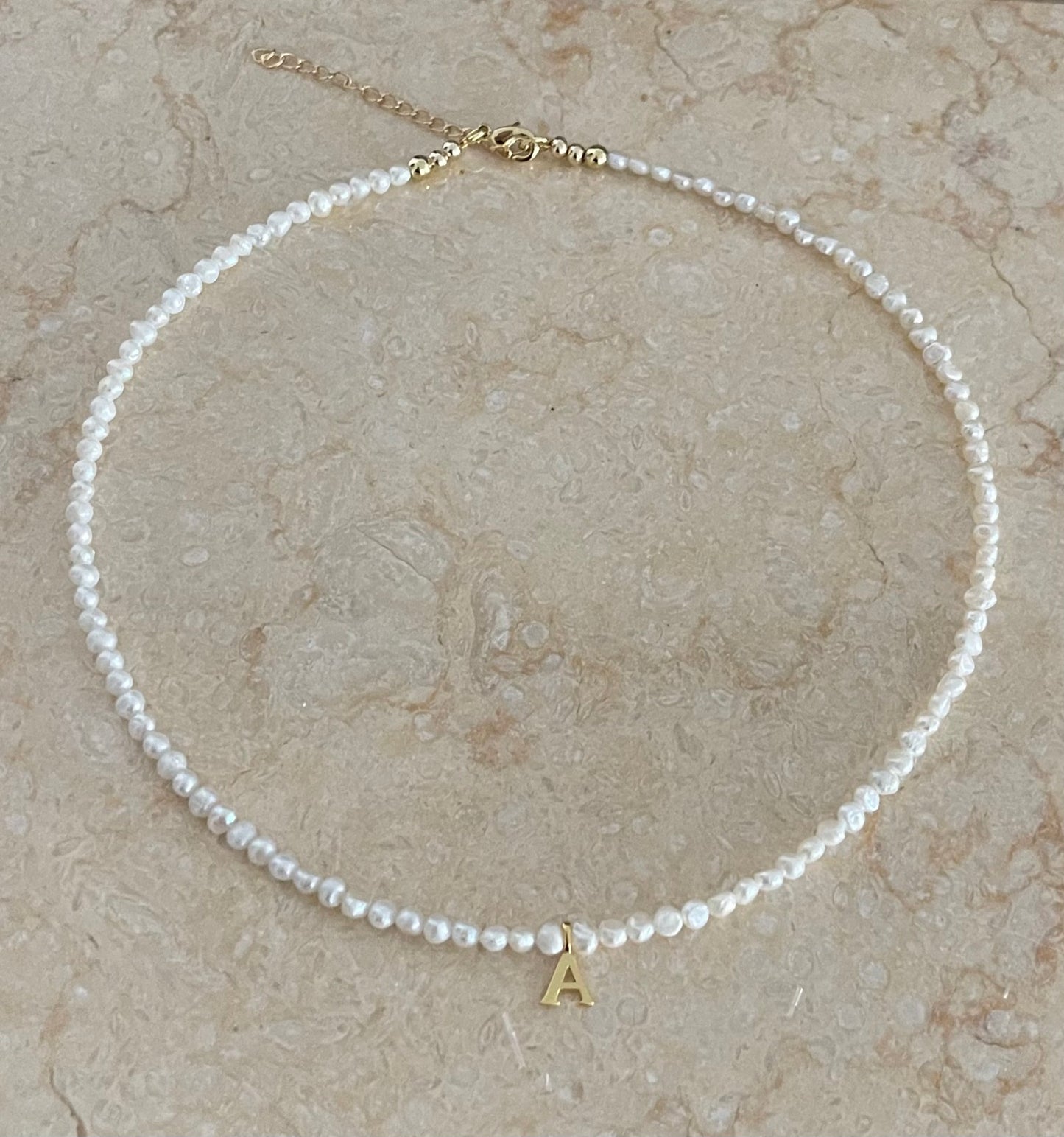 Baroque White Pearl Initial Necklace