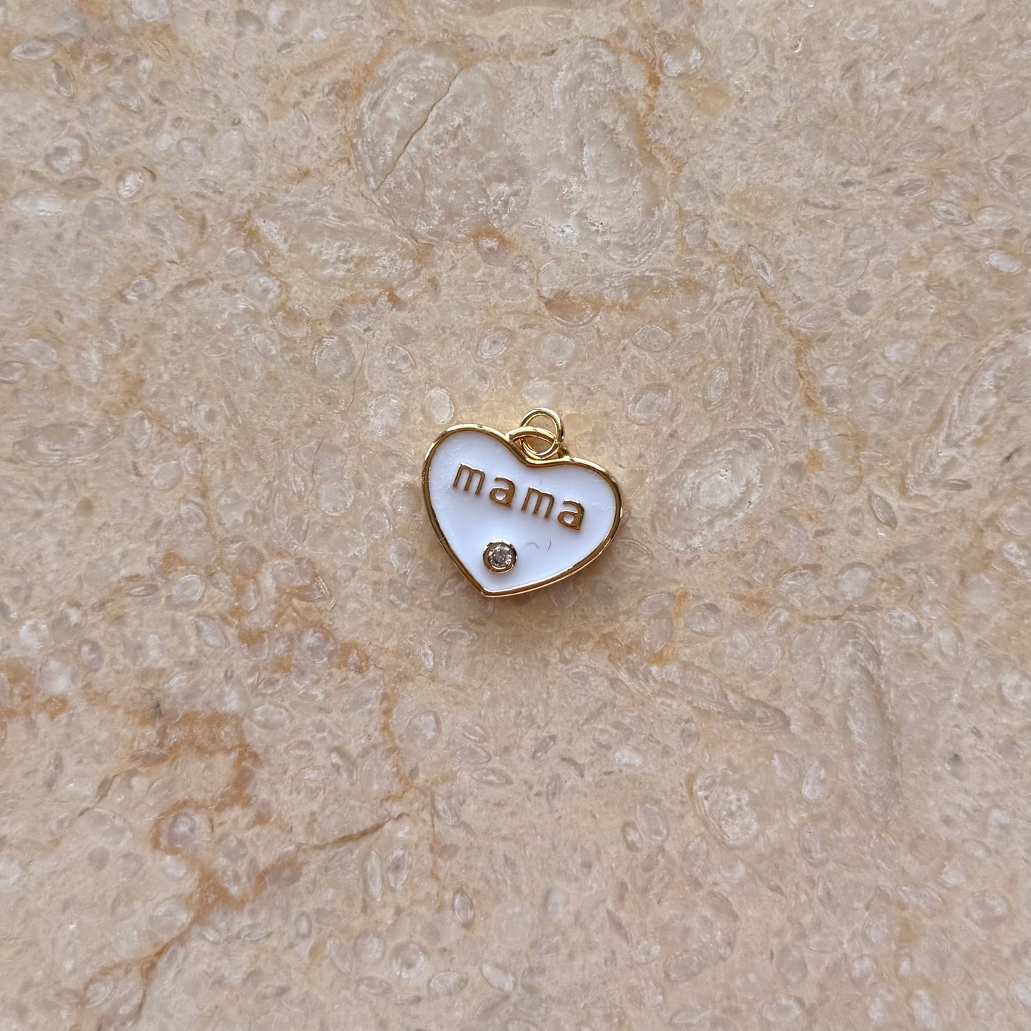 Mama White Heart Charm