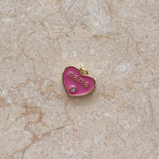 Mama Pink Heart Charm